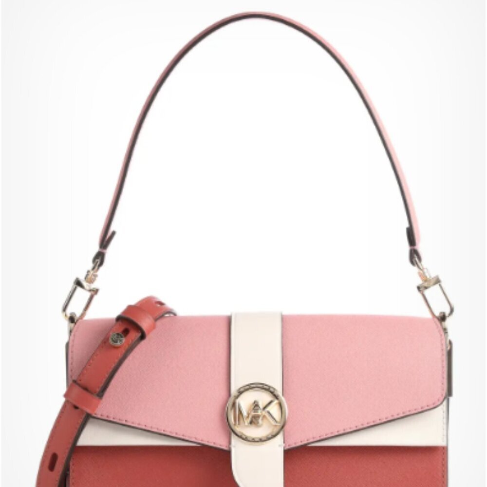 NWT Small Greenwich Michael Kors gold cinnamon pink hot pink crossbody - Picture 10 of 10